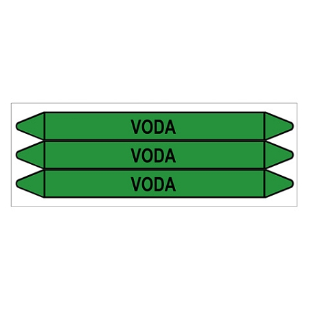 Značení potrubí, voda,3 ks, 355 × 37 mm
